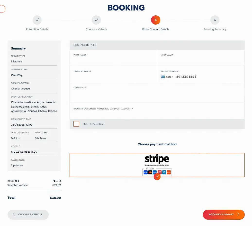 Step Booking Transfer Service in Crete